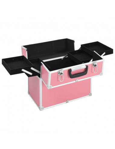 Valigia per Cosmetici 38x23x34 cm Rosa in Alluminio