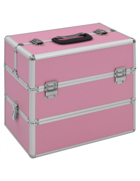 Valigia per Cosmetici 37x24x35 cm Rosa in Alluminio
