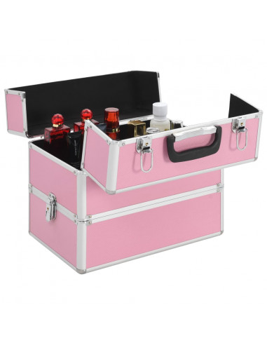 Valigia per Cosmetici 37x24x35 cm Rosa in Alluminio