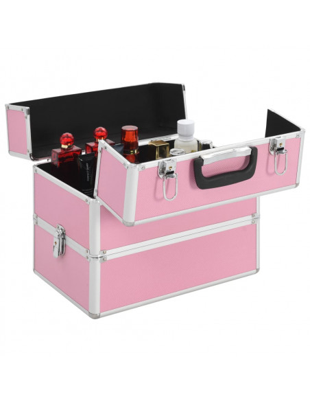 Valigia per Cosmetici 37x24x35 cm Rosa in Alluminio