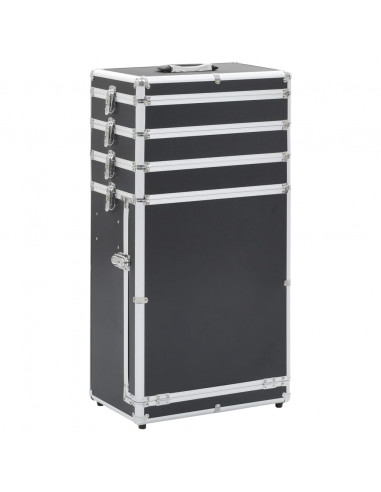Valigia Trolley per Cosmetici in Alluminio Nero