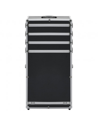 Valigia Trolley per Cosmetici in Alluminio Nero