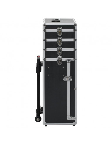 Valigia Trolley per Cosmetici in Alluminio Nero