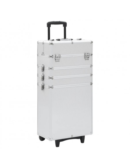 Valigia Trolley per Cosmetici in Alluminio Argento