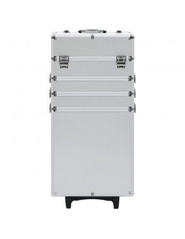 Valigia Trolley per Cosmetici in Alluminio Argento