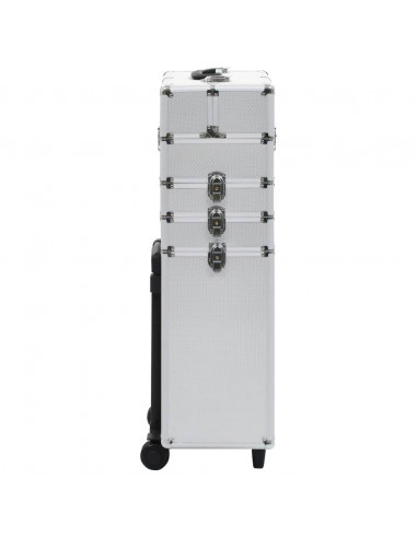 Valigia Trolley per Cosmetici in Alluminio Argento