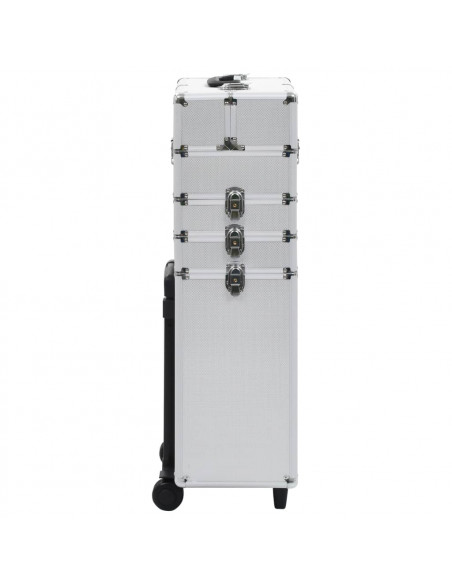 Valigia Trolley per Cosmetici in Alluminio Argento