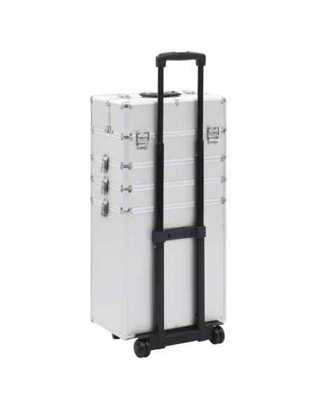 Valigia Trolley per Cosmetici in Alluminio Argento