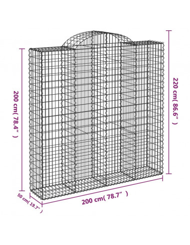 Cesto Gabbione ad Arco 200x50x200/220 cm Ferro Zincato