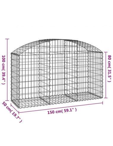 Cesto Gabbione ad Arco 150x50x80/100 cm Ferro Zincato