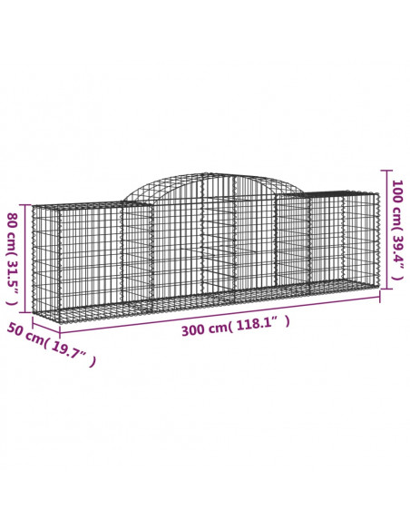 Cesto Gabbione ad Arco 300x50x80/100 cm Ferro Zincato