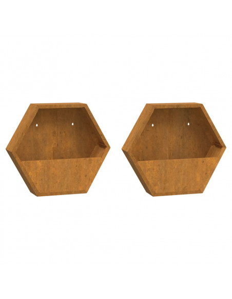 Fioriere da Parete 2 pz Ruggine in Acciaio Corten 46x10x40 cm