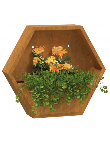 Fioriere da Parete 2 pz Ruggine in Acciaio Corten 46x10x40 cm