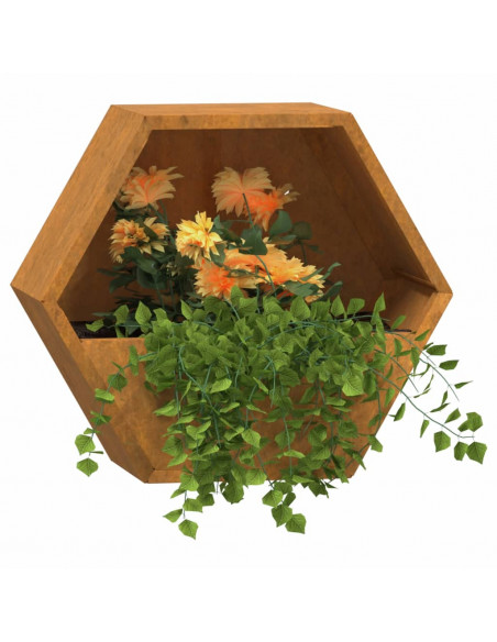Fioriere da Parete 2 pz Ruggine in Acciaio Corten 30x10x25 cm
