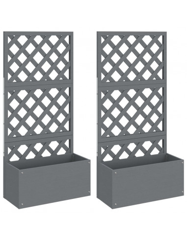 Fioriere a Traliccio 2pz Grigie 65x33x135 cm WPC