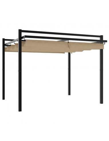 Gazebo da Giardino con Tetto Retrattile Tortora 3x3 m Alluminio