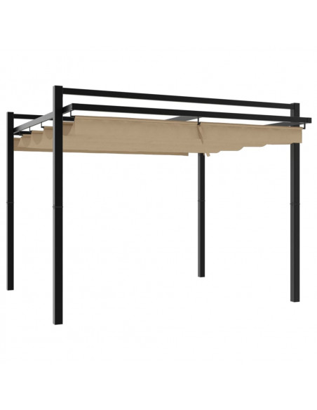 Gazebo da Giardino con Tetto Retrattile Tortora 3x3 m Alluminio