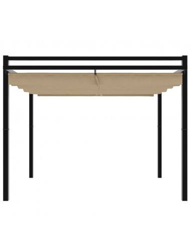 Gazebo da Giardino con Tetto Retrattile Tortora 3x3 m Alluminio