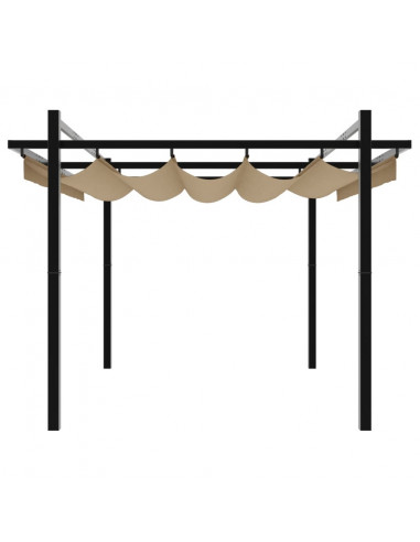 Gazebo da Giardino con Tetto Retrattile Tortora 3x3 m Alluminio