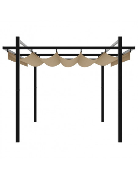 Gazebo da Giardino con Tetto Retrattile Tortora 3x3 m Alluminio