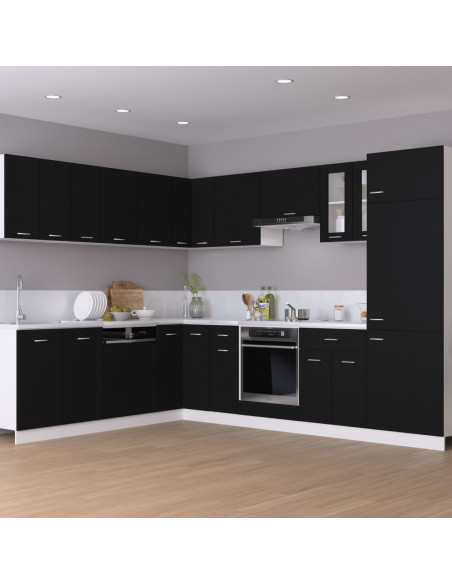 Armadio per Frigo Nero 60x57x207 cm in Legno Multistrato
