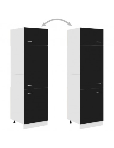 Armadio per Frigo Nero 60x57x207 cm in Legno Multistrato