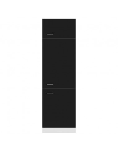 Armadio per Frigo Nero 60x57x207 cm in Legno Multistrato