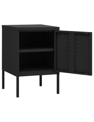 Comodino Nero 35x35x51 cm in Acciaio