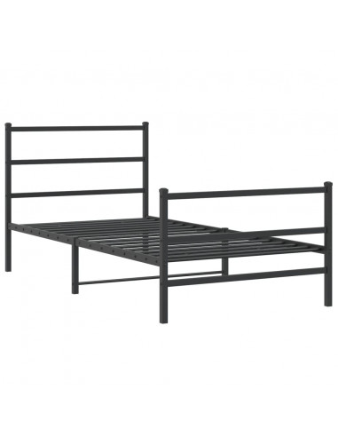 Giroletto con Testiera e Pediera Metallo Nero 107x203 cm