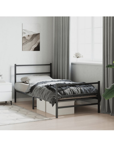 Giroletto con Testiera e Pediera Metallo Nero 107x203 cm