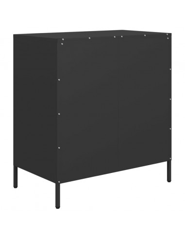 Credenza Nera 68x39x73,5 cm in Acciaio Laminato a Freddo