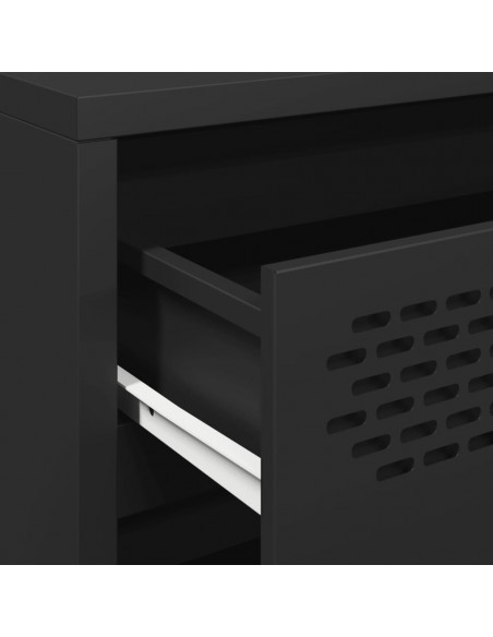 Credenza Nera 68x39x73,5 cm in Acciaio Laminato a Freddo