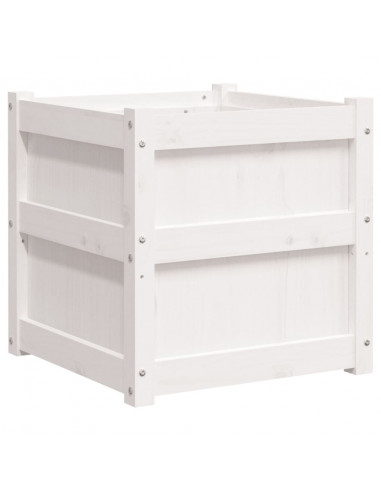 Fioriera da Giardino Bianca 50x50x50 cm Legno Massello di Pino