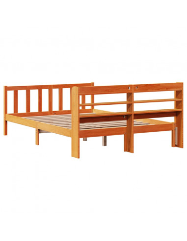 Giroletto con Testiera Marrone Cera 135x190 cm Massello Pino