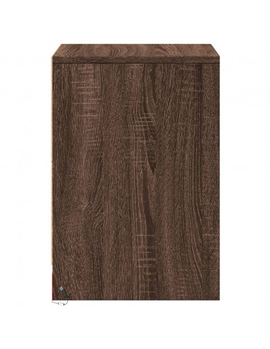 Comodino con Luci LED Rovere Marrone in Legno Multistrato