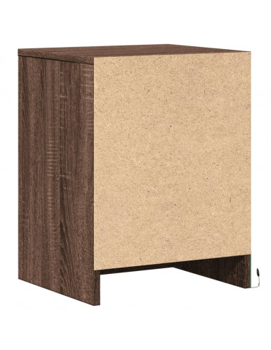 Comodino con Luci LED Rovere Marrone in Legno Multistrato