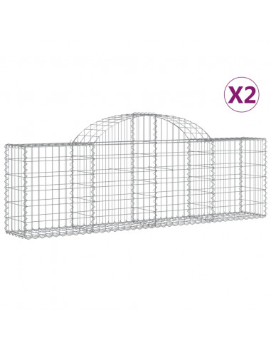 Cesti Gabbioni ad Arco 2 pz 200x30x60/80 cm Ferro Zincato