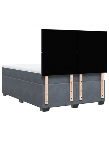 Giroletto a Molle con Materasso Grigio Scuro 140x200 cm Velluto