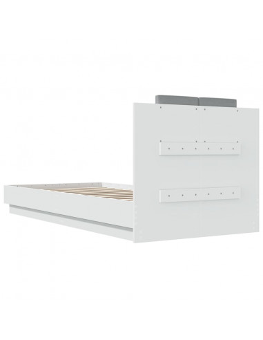 Giroletto con Testiera e LED Bianco 100x200 cm