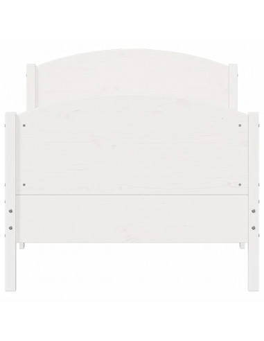 Giroletto con Testiera Bianco 75x190 cm Legno Massello di Pino