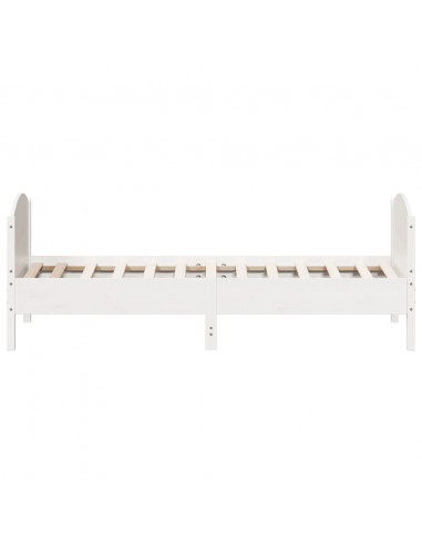 Giroletto con Testiera Bianco 75x190 cm Legno Massello di Pino