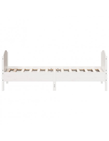 Giroletto con Testiera Bianco 75x190 cm Legno Massello di Pino