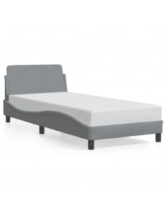 Giroletto con Testiera Grigio Chiaro 80x200 cm in Tessuto 2