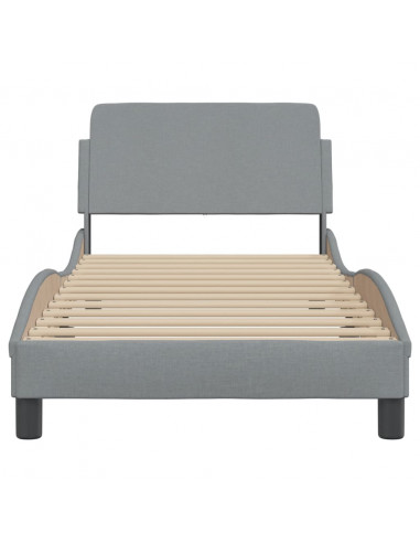 Giroletto con Testiera Grigio Chiaro 80x200 cm in Tessuto