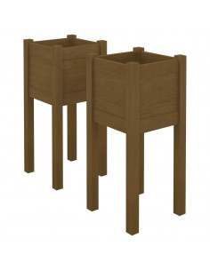 Fioriere da Giardino 2 pz Miele 31x31x70 cm in Legno di Pino 2