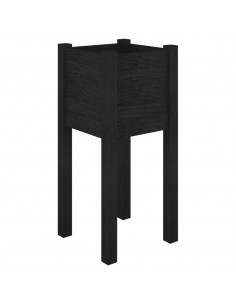 Fioriera da Giardino Nera 31x31x70 cm in Legno Massello di Pino 2