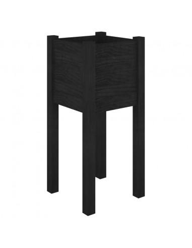 Fioriera da Giardino Nera 31x31x70 cm in Legno Massello di Pino