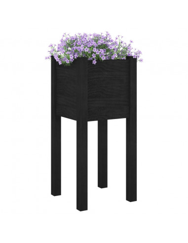 Fioriera da Giardino Nera 31x31x70 cm in Legno Massello di Pino