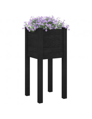 Fioriere da Giardino 2 pz Nere 31x31x70 cm in Legno di Pino