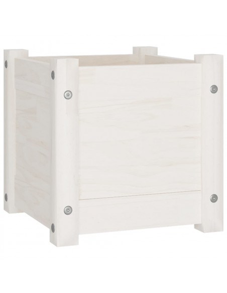 Fioriere da Giardino 2 pz Bianche 31x31x31 cm Massello di Pino